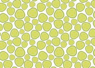 Vector seamless pattern of cucumber slices