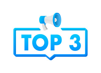 Top3 - Top Three colorful label on white background. Vector illustration.