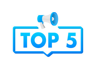 Top 5 - Top Five colorful label on white background. Vector illustration.