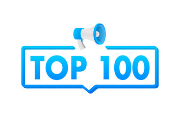 Top 100 - Top One hundred colorful label on white background. Vector illustration.