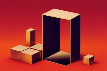 Minimal background.podium and brown background for product presentation. 3d rendering illustration.