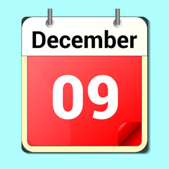 day on the calendar, vector image format, December 9