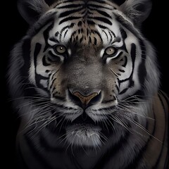 White tiger portrait, digital illustration