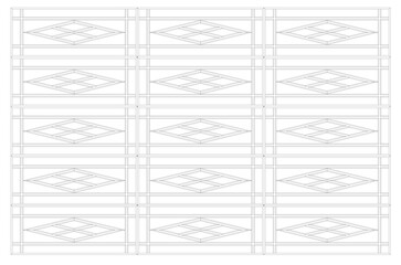 Obraz premium Repeated geometry pattern in 2D form drawn with CAD. Black line and white background.