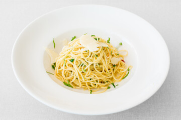 Traditional italian spaghetti with cheese
