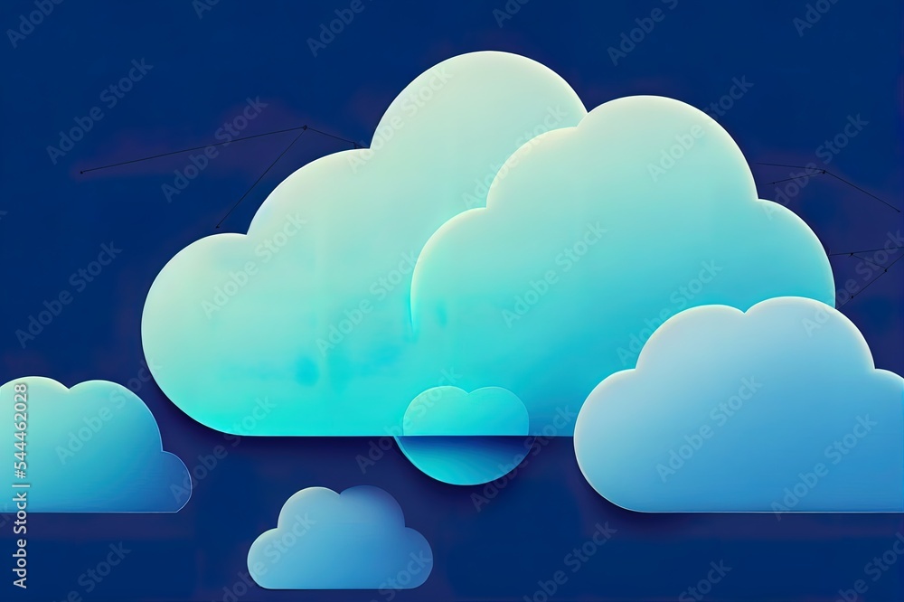 Poster cloud computing. the data transfer and storage concept consists of a white polygonal interconnected 