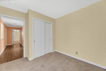 Bedroom with carpet and walls