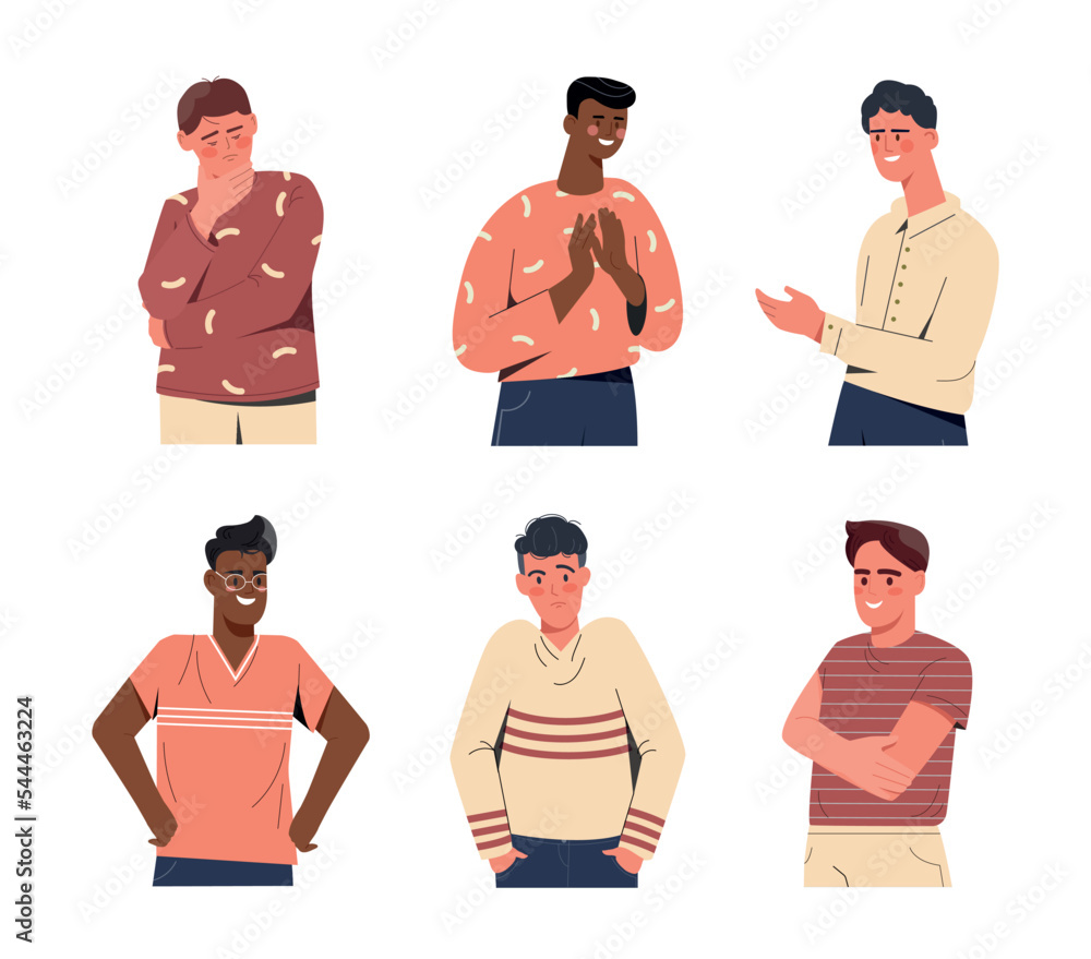 Poster character makes various gestures. collection of stickers for social networks and instant messengers.