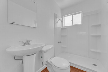 Bathroom with shower and sink