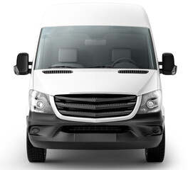 white delivery van front view on isolated empty background for mockup - obrazy, fototapety, plakaty