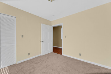 Bedroom with carpet and walls