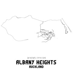 Albany Heights, Auckland, New Zealand. Minimalistic road map with black and white lines