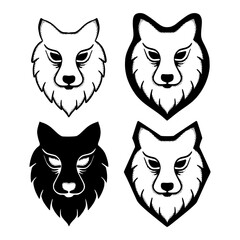 Collection set wolf Illustration hand drawn sketch doodle for tattoo, stickers, etc
