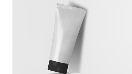 white cosmetic cream tube  on isolated empty background for mockup