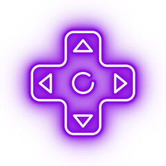 Neon purple d-pad icon, arrow buttons on transparent background