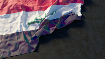 Flag of Iraq with beautiful lighting and colors. Isolated with dark background and copy space. 
