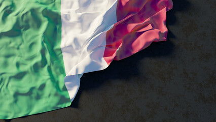 Flag of Italy with beautiful lighting and colors. Isolated with dark background and copy space. 