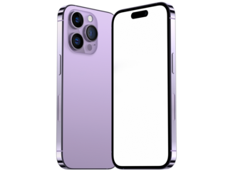 Smart purple phone isolated screen on white background