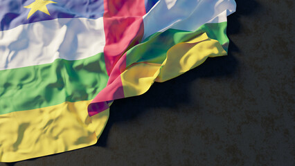 Flag of Central African republic with beautiful lighting and colors. Isolated with dark background and copy space. 