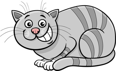 happy cartoon tabby cat comic animal character