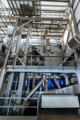 Modern grain cleaning and separation equipment in milling factory