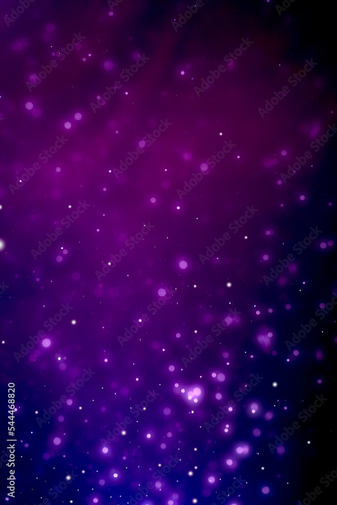Wall mural purple glowing particles background cinematic atmosphere. glittering sparkling bokeh party overlay w