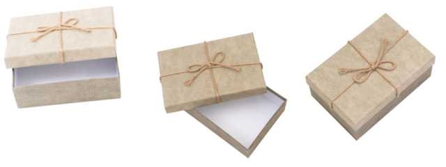 Gift boxes on transparent background .Happy birthday, Christmas, New Year, Wedding or Valentine Day package.