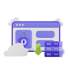 3d server icon cloud security system service computing