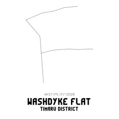 Fototapeta premium Washdyke Flat, Timaru District, New Zealand. Minimalistic road map with black and white lines