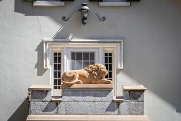 The Lion Sculpture on the Balcony of the Lion House, Brigham Young&rsquo;s Home, in Salt Lake City, Utah