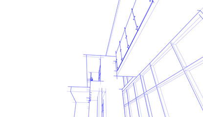 Architectural drawing of modern house vector illustration