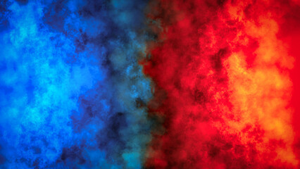 Blue Team versus Red Team background . Dual tone fire lighting background.