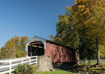 Historic Erb's Covered Bridge in Autumn
