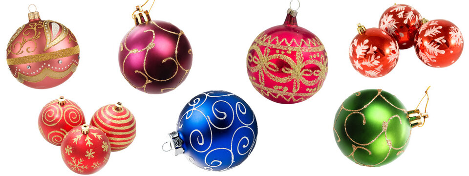 Christmas balls collection. for christmas decoration.christmas tree decoration parts,transparent background.
