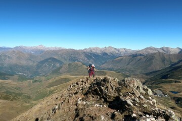 Fototapeta premium Vall the Boí, Pyrenees, Spain. A Hike over the ridge and summits around the valley of Boí during autumn. 