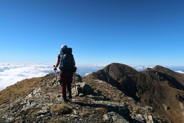 Fototapeta premium Vall the Boí, Pyrenees, Spain. A Hike over the ridge and summits around the valley of Boí during autumn. 