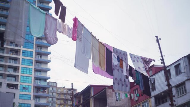Makeshift Clothesline in Slums