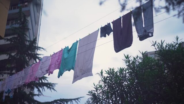 Makeshift Clothesline in Slums