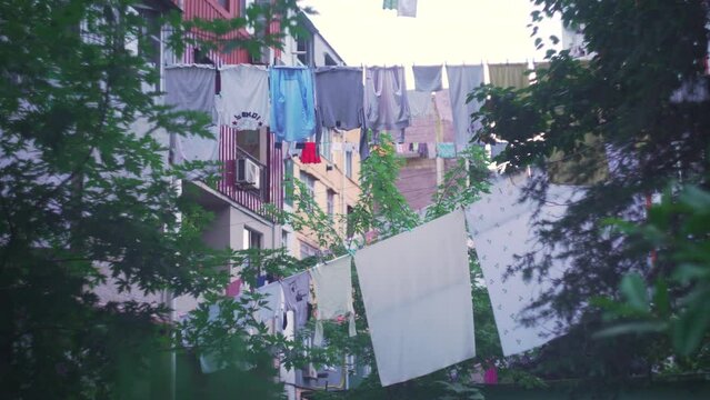 Makeshift Clothesline in Slums