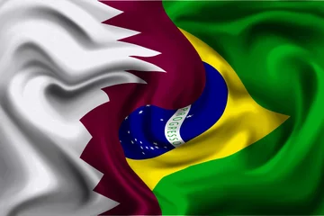 Fotobehang 3d illustration, qatar flag and brazil flag © Rafael