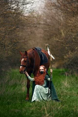 Foto op Canvas forest elf girl with a horse © Vitaliy Rutchin