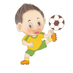 drawing of a boy playing football