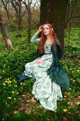 Cosplay girl elf in the forest