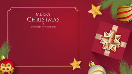 Fototapeta na wymiar Flat Christmas Card Template