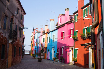 Fototapeta na wymiar Colorful houses from Burano island, Venice