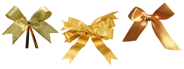 gold ribbon bow with transparent background.ribbon collection for decoration.