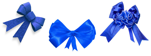 blue ribbon bow with transparent background.ribbon collection for decoration.