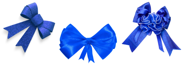 blue ribbon bow with transparent background.ribbon collection for decoration.