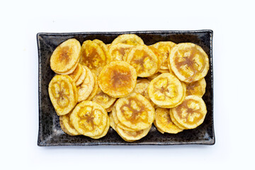 Banana stuffed with tamarind. Fruit snack