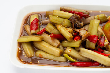 Lotus stem spicy salad. Thai food recipes